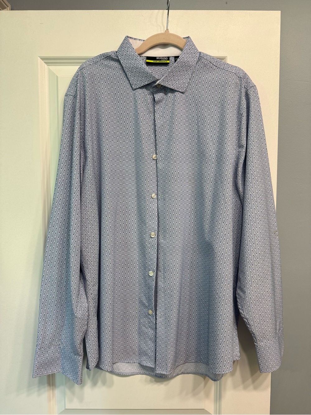 Murano Light Blue Zigzag Pattern Dress Shirt